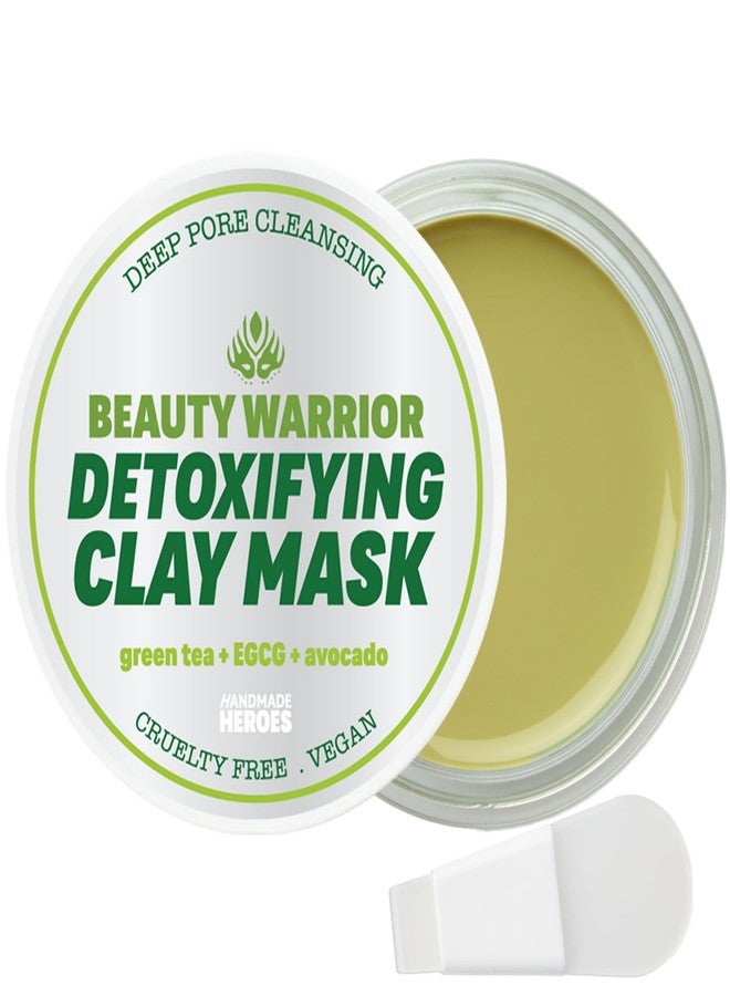 Handmade Heroes Green Tea EGCG Clay Mask – Facial Treatment Mask for Pore Minimizing, Oil Control & Calming. Detoxifying Clay Mask for Blemish Prone Skin - Image 1